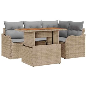 vidaXL Ensemble de canapé de jardin 5 Pièces Beige et Gris clair