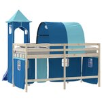 vidaXL Rideaux pour lit mezzanine avec tunnel et tour bleu