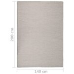 vidaXL Tapis à tissage plat d'extérieur 140x200 cm Taupe