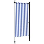 vidaXL Store roulant d'extérieur bleu et blanc 100x270 cm tissu acier