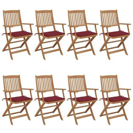 vidaXL Chaises pliables de jardin 8 Pièces avec coussins Bois d'acacia