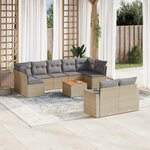 vidaXL Salon de jardin avec coussins 10 Pièces beige résine tressée