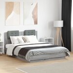 vidaXL Cadre de lit tête de lit et lumières LED sonoma gris 135x190 cm