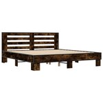 vidaXL Cadre de lit chêne fumé 200x200 cm bois d'ingénierie et métal