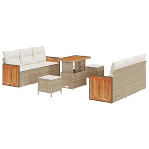 vidaXL Ensemble de canapé de jardin 9 Pièces Beige et crème