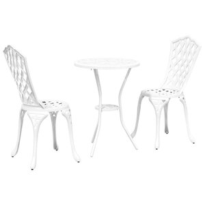 vidaXL Ensemble bistro de jardin 3 Pièces Blanc Aluminium