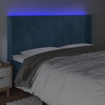 vidaXL Tête de lit à LED Bleu foncé 163x16x118/128 cm Velours