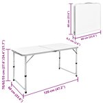 vidaXL Ensemble de table pliable de camping et 4 tabourets 120x60 cm