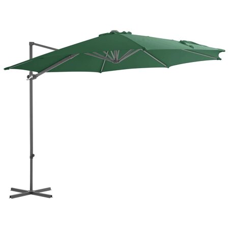 vidaXL Parasol en porte-à-faux avec mât en acier Vert 300 cm