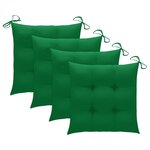 vidaXL Chaises de jardin lot de 4 et coussins vert Bois de teck solide