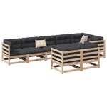 vidaXL Salon de jardin 8 Pièces avec coussins bois de pin massif