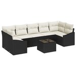 vidaXL Ensemble de canapés de jardin de 8 pièces avec coussins en poly rattan noir