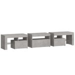 vidaXL Meuble TV avec lumières LED Gris béton 200x36 5x40 cm