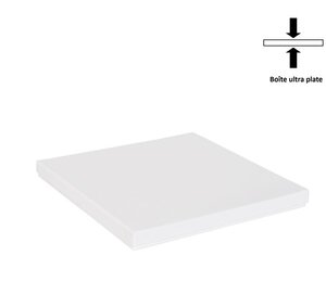 Boîte ultra-plate luxe blanc mat couvercle cloche 24 x 24 x 1.7 cm