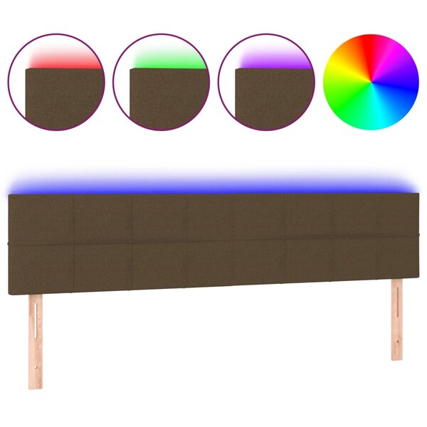 vidaXL Tête de lit à LED Marron foncé 200x5x78/88 cm Tissu