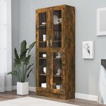 vidaXL Armoire à vitrine Chêne fumé 82 5x30 5x185 5 cm Bois ingénierie