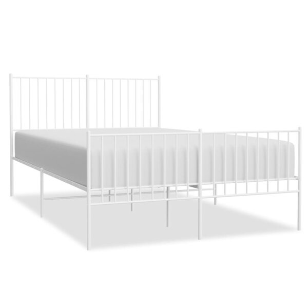 vidaXL Cadre de lit métal avec tête de lit/pied de lit blanc 140x190cm