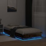 vidaXL Cadre de lit avec lumières LED chêne fumé 90x190 cm