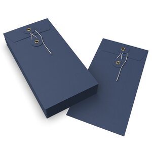 Lot de 20 enveloppes bleue marine à rondelle et ficelle 220x110