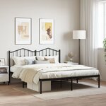 vidaXL Cadre de lit métal avec tête de lit noir 183x213 cm
