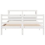 vidaXL Cadre de lit avec tête de lit blanc 135x190 cm bois pin massif