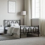 vidaXL Cadre de lit métal avec tête de lit/pied de lit noir 107x203 cm