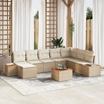 vidaXL 9 pièces canapé de jardin avec coussins Beige Rotin synthétique Acacia
