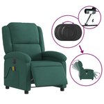 vidaXL Fauteuil inclinable de massage électrique vert foncé velours