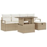 Ensemble de canapés de jardin 6 pièces vidaXL avec coussins en poly rattan beige