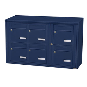 Bloc collectif leabox.com 3x2 grade 3 simple face Extérieur fixation murale Bleu Saphir RAL 5003 finition brillante