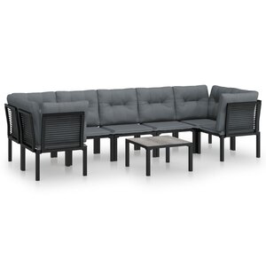 vidaXL Salon de jardin 8 Pièces noir et gris résine tressée