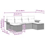 vidaXL Ensemble de Canapé de Jardin 6 Pièces avec Coussins Noir Rotin Poly