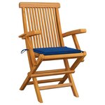 vidaXL Chaises de jardin et coussins bleu royal lot de 2 Bois de teck