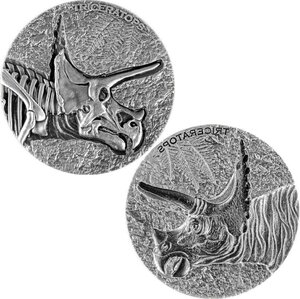 Pièce de monnaie en Argent 10000 Francs g 62.2 (2 oz) Millésime 2024 Legend of Lost Dinosaurs TRICERATOPS