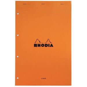 Bloc bureau rhodia n°119 format a+ 21 x 31 8 cm perforé 4 trous ligné 80 feuilles - lot de 5