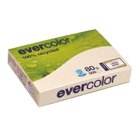 CLAIREFONTAINE Ramette de 500 feuilles papier couleur recyclé EVERCOLOR  80gr format A4 Ivoire 40259