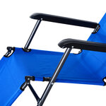 Chaise longue inclinable transat bain de soleil 2 en 1 pliant têtière amovible charge max. 136 Kg toile oxford facile d'entretien bleu