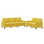 vidaXL Ensemble de canapés 2 Pièces avec coussins Jaune Velours