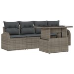vidaXL Set de canapé de jardin 5 pièces avec coussins gris en poly rotin