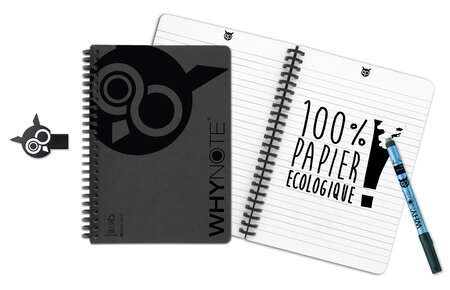 Carnet effaçable réutilisable A5 Noir + stylo