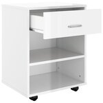 vidaXL Armoire à roulettes Blanc brillant 46x36x59cm Bois d’ingénierie
