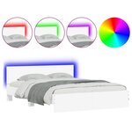 vidaXL Cadre de lit avec tête de lit et LED blanc 150x200 cm