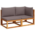 vidaXL Canapé de jardin avec coussins 2 places bois massif d'acacia