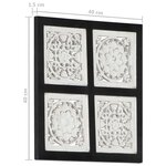 vidaXL Panneau mural sculpté à la main MDF 40x40x1 5 cm Noir et blanc