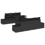vidaXL Ensemble de Canapé de Jardin 7 Pièces avec Coussins en Poly Rattan Noir