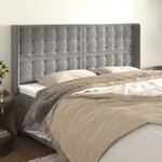vidaXL Tête de lit avec oreilles Gris clair 183x16x118/128 cm Velours