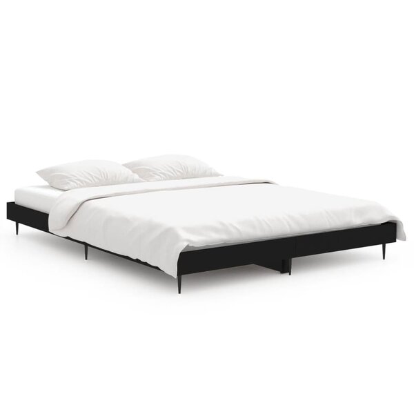 vidaXL Cadre de lit noir 135x190 cm bois d'ingénierie