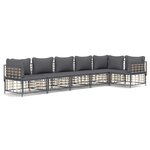 vidaXL Salon de jardin 6 Pièces avec coussins anthracite résine tressée