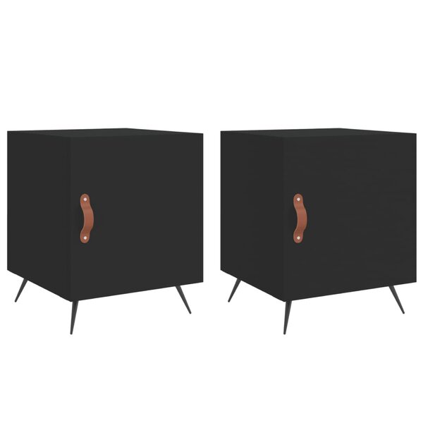 vidaXL Tables de chevet 2 Pièces noir 40x40x50 cm bois d’ingénierie