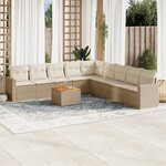 vidaXL Salon de jardin avec coussins 10 Pièces beige résine tressée